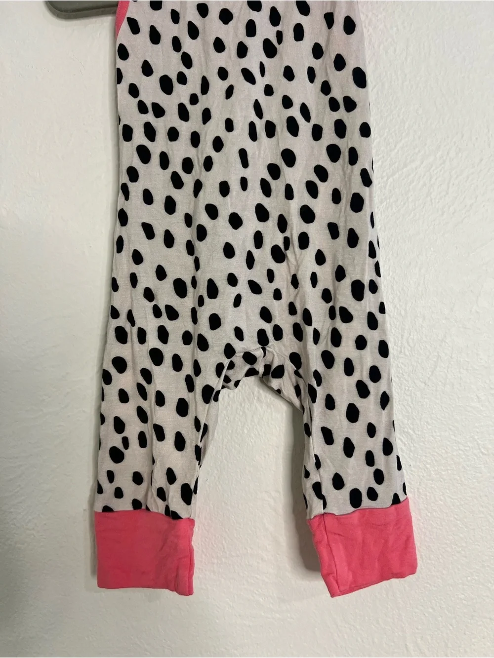 The Simple Seed Polka Dot Baby Romper in Cream and Pink size 3-6 months